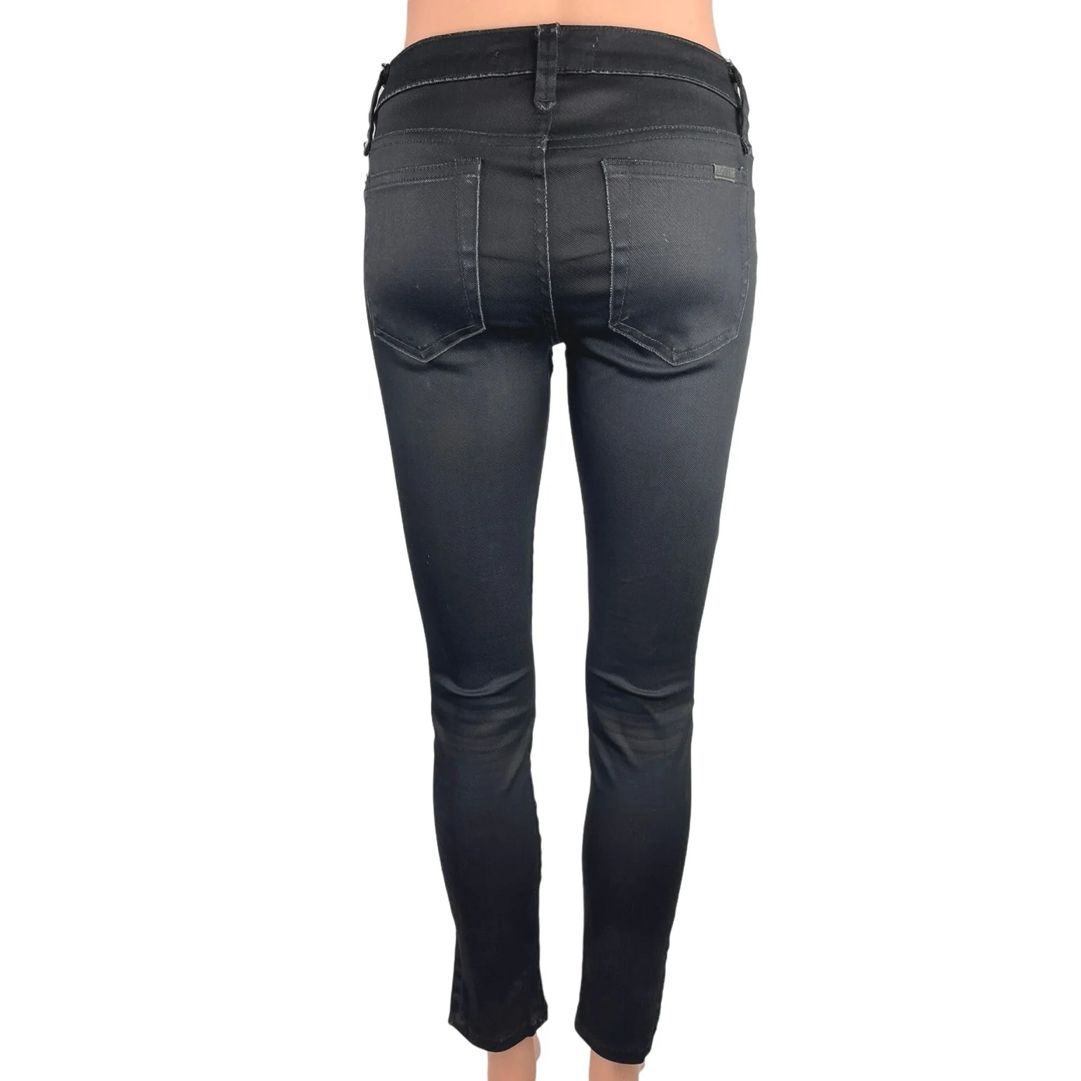 Joe's Black Mid Rise Coated Stretch Slit Hem Ankle Skinny Denim Jeans Size 25 - Image 3
