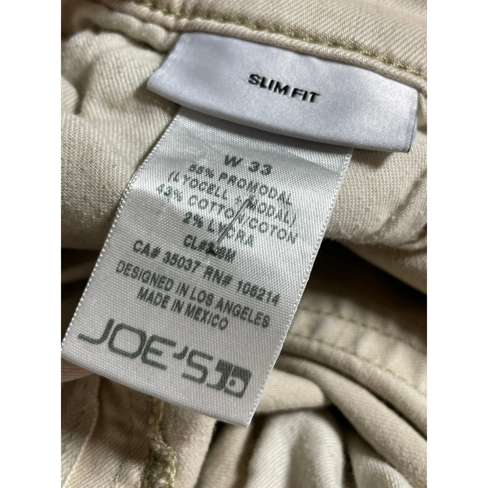 Joe's Mens Beige High Rise Slim Chino Khaki Skinny Straight Denim Jeans Pants 33 - Image 6