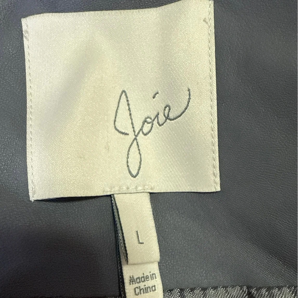 Joie Casella Women's Gray Lamb Leather Asymmetric Zip Moto Biker Coat Jacket L - Image 4