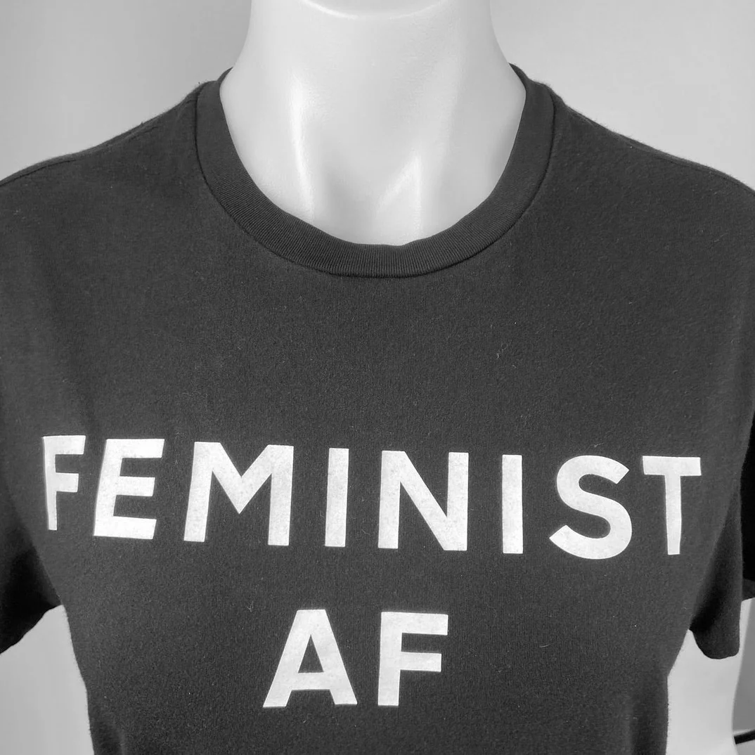 Jonathan Simkhai Black Feminist AF Short Sleeve Crew Neck T-Shirt Top Size XS - Image 4
