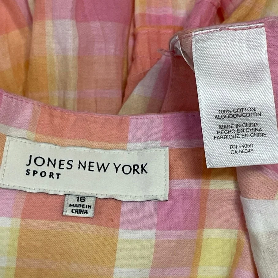 Jones New York Pink Plaid High Waist Tiered Pleated A Line Midi Skirt Size 16 - Image 4