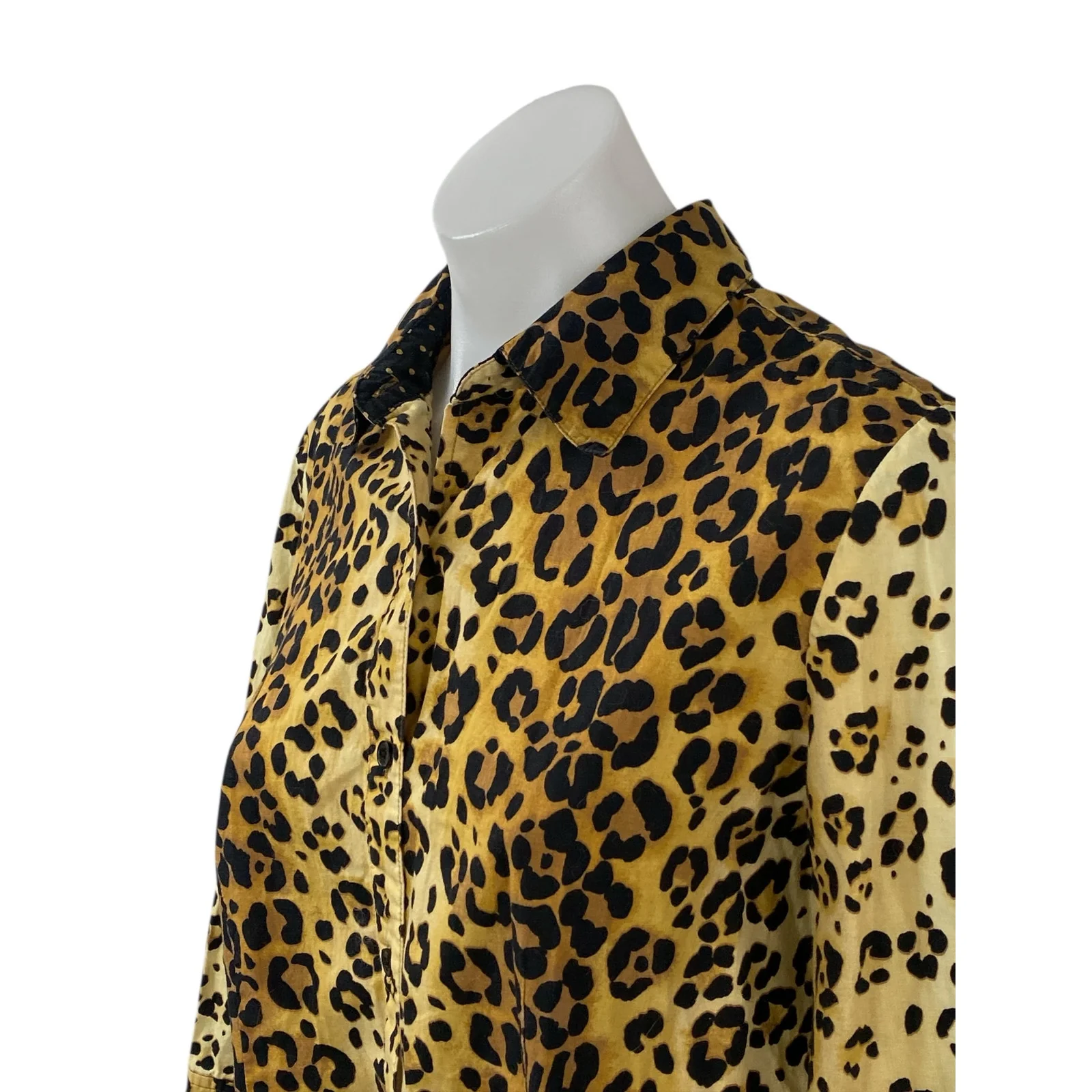 Jones New York Women's Beige Leopard Animal Print Button Down Shirt Top Size M - Image 2