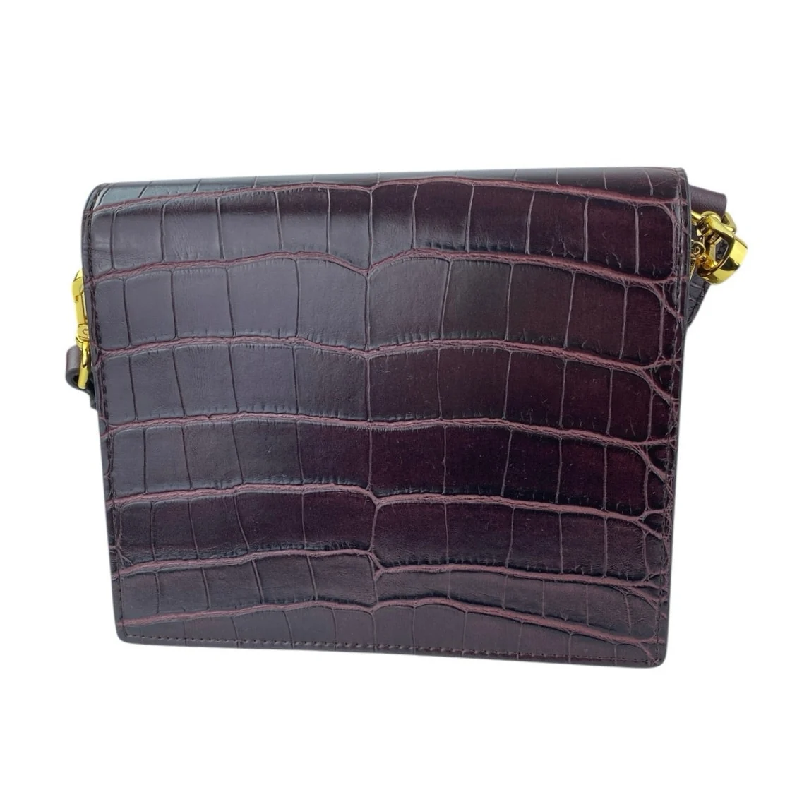 JW Pei Mini Flap Burgundy Red Croc Faux Leather Vegan Crossbody Bag Handbag - Image 2