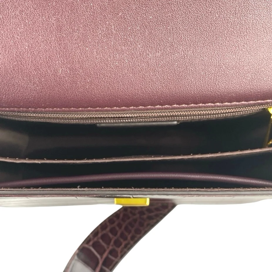 JW Pei Mini Flap Burgundy Red Croc Faux Leather Vegan Crossbody Bag Handbag - Image 4