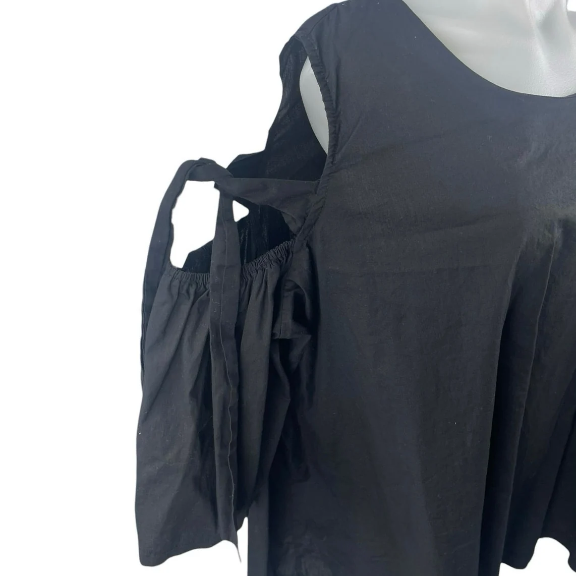 Kaktus Women's Black Cold Shoulder 3/4 Flutter Sleeve Tunic Blouse Top Size 2X - Image 3