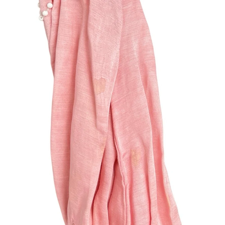 Karina Grimaldi Silk Satin Pink Floral Long Sleeve Embroidered Blouse Top Size S - Image 4