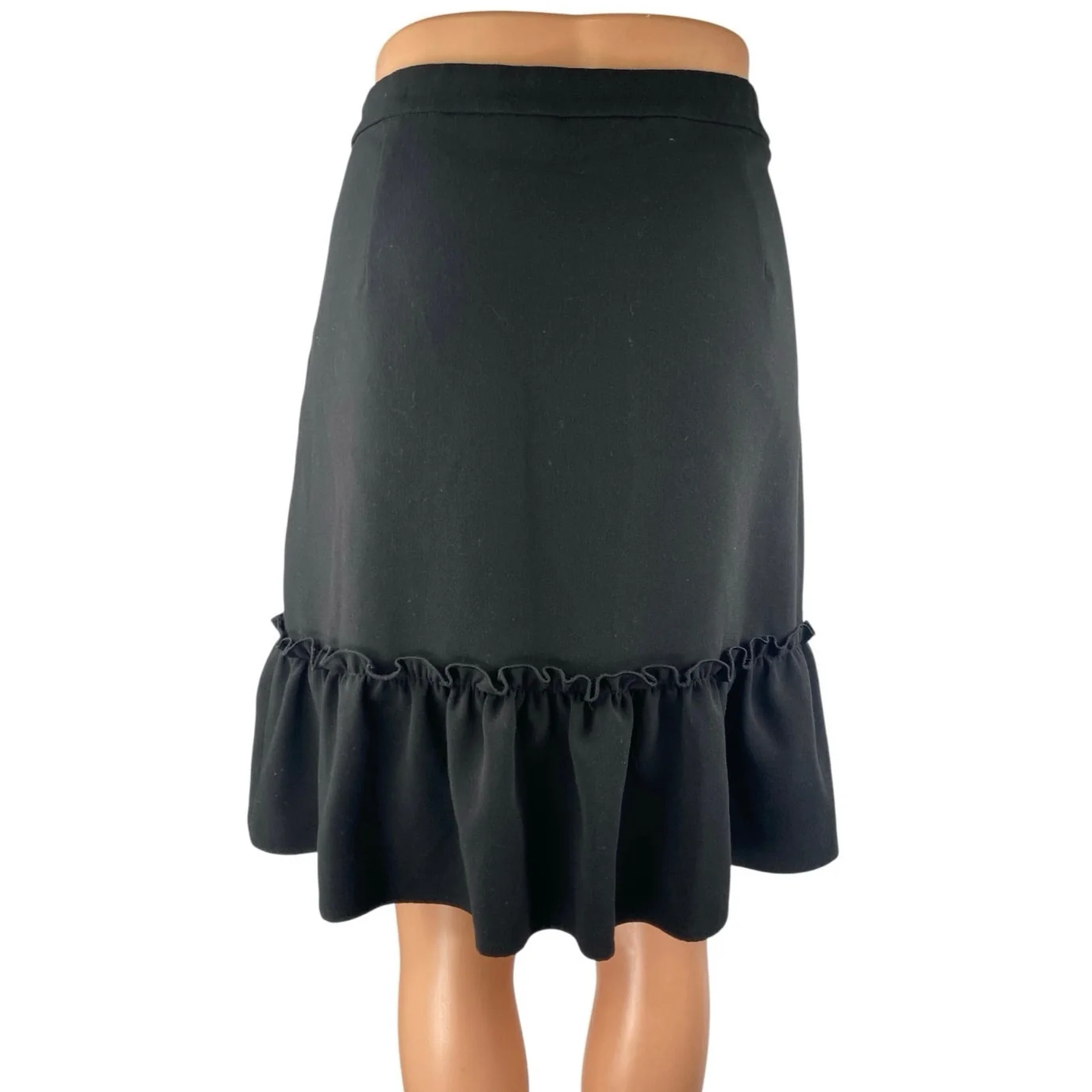 Karl Lagerfeld Women's Black Ruffle Hem Zipper Knee Length Mini A-Line Skirt 10 - Image 3