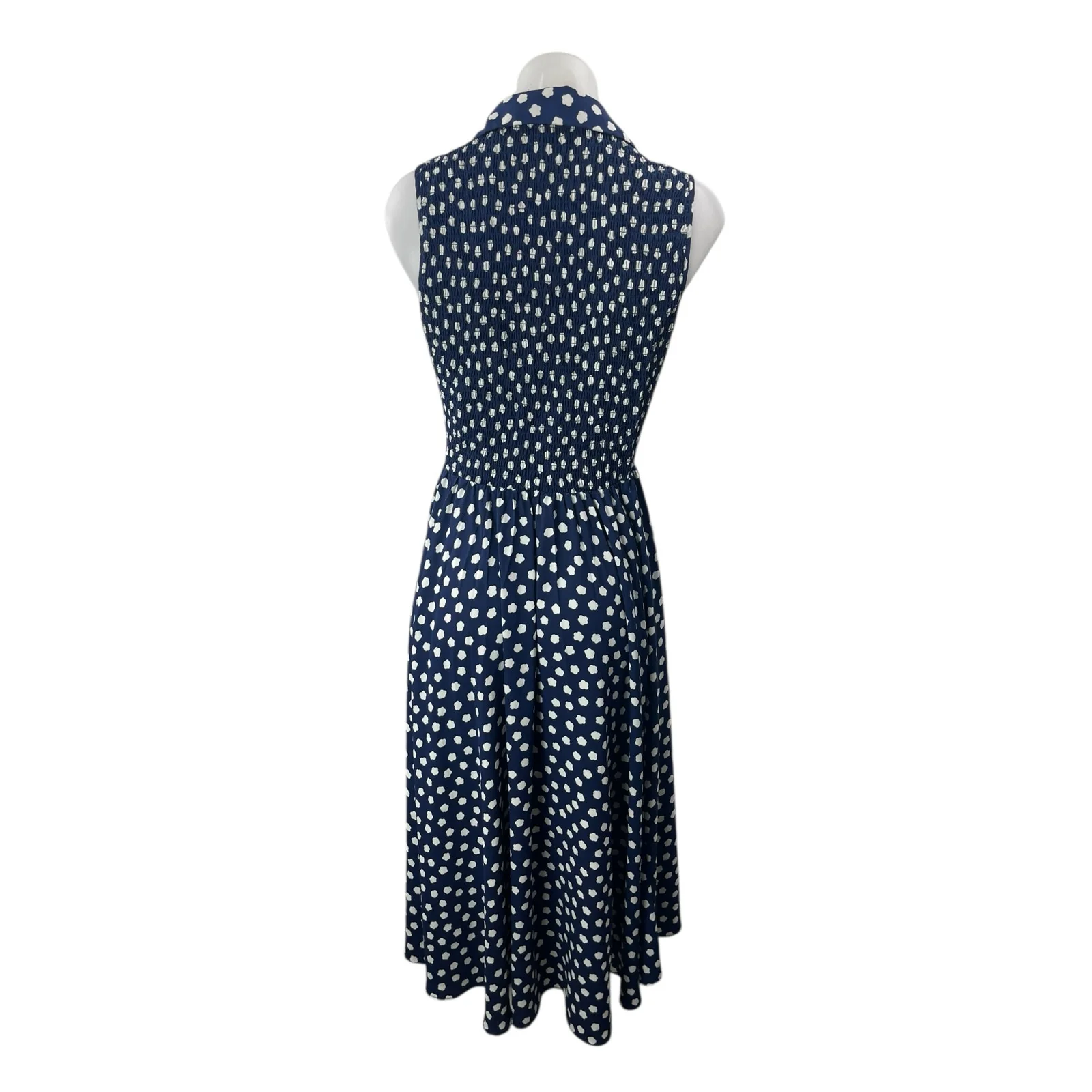 Kate Spade Navy Blue Polka Dots Sleeveless Button Front A Line Midi Dress Size 2 - Image 2
