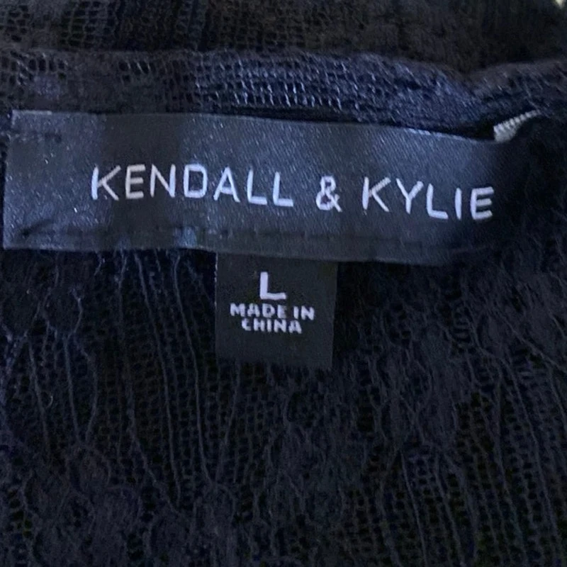 Kendall & Kylie Black Floral Embroidered Sheer Mesh Sleeveless Crop Top Size L - Image 3