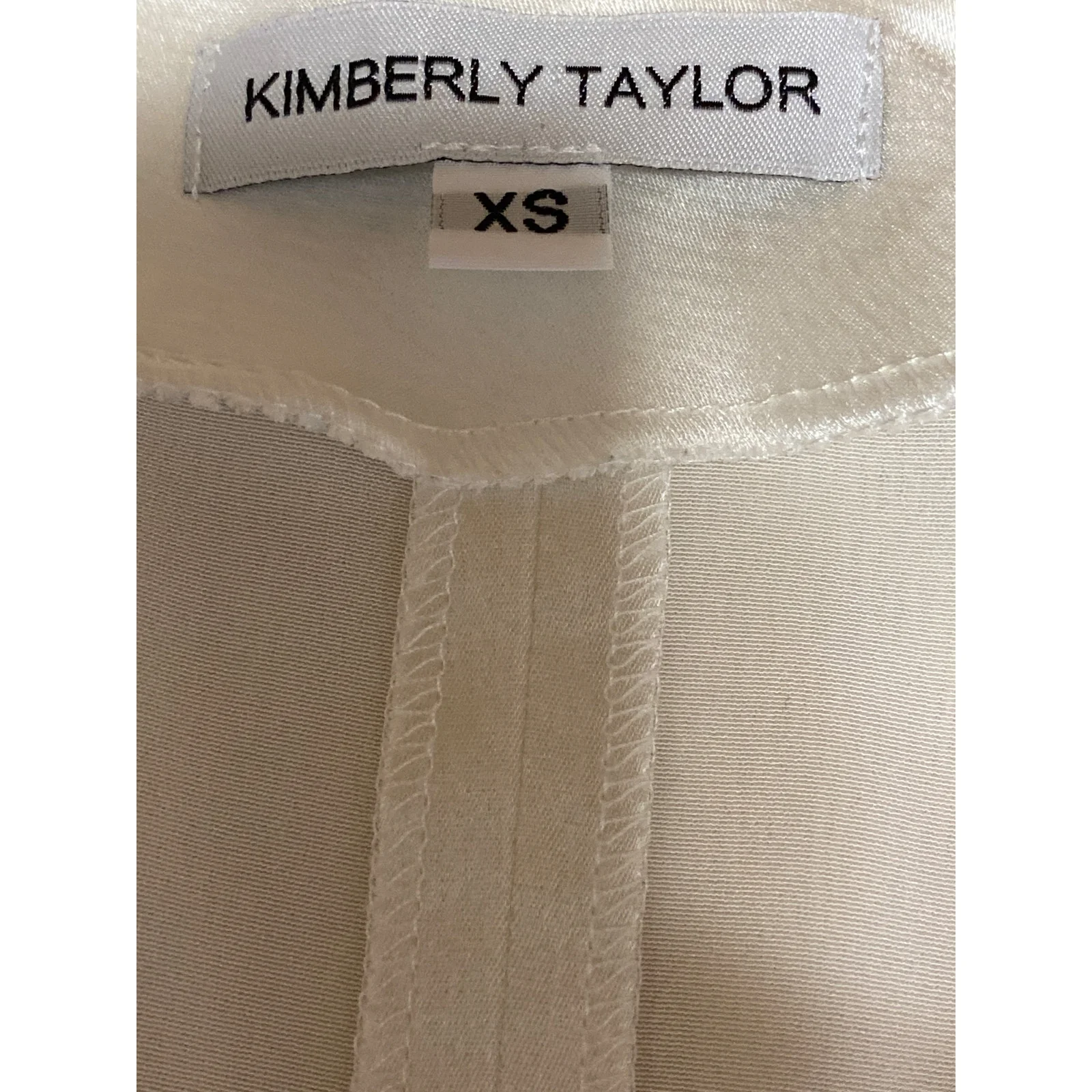 Kimberly Taylor Ivory Cream Silk Satin Long Puff Sleeve Button Down Blouse XS - Image 5