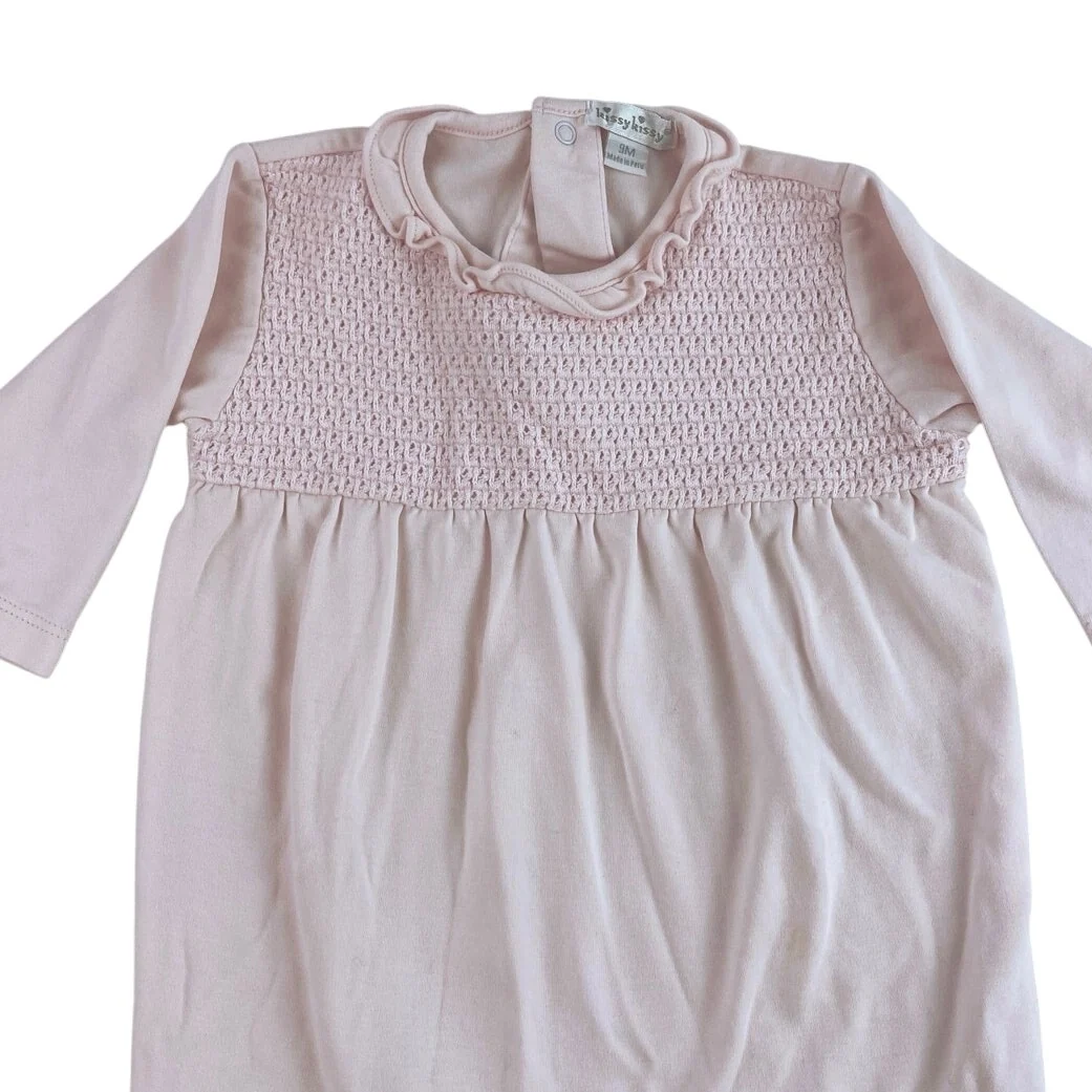 Kissy Kissy Baby Girls Pink Long Sleeve Ruffle Frogsuit One Piece Onesie Size 9M - Image 4