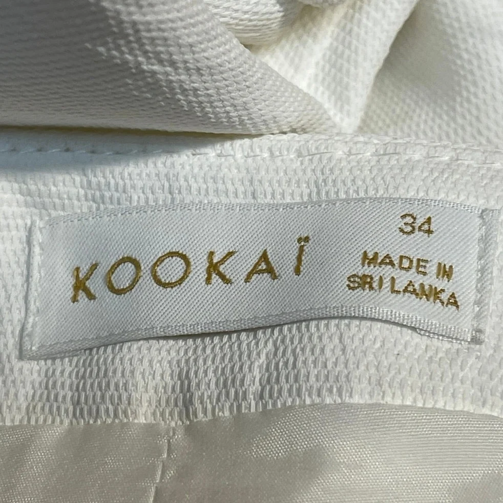Kookai Oyster Tailored Women White High Rise Straight Leg Trousers Pants Size 34 - Image 5
