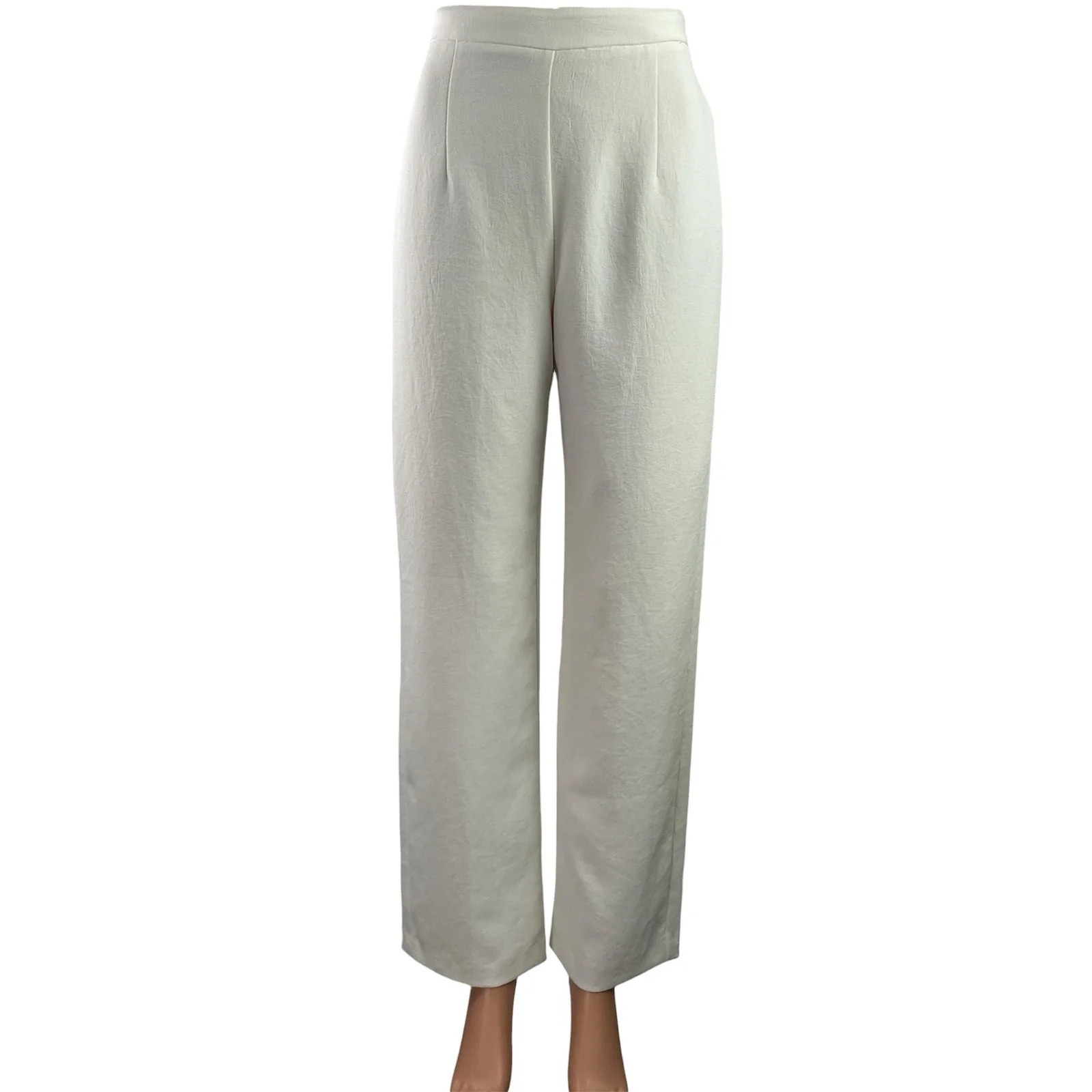 Kookai Womens White Pleated High Waist Straight Wide Leg Trousers Dress Pants 36