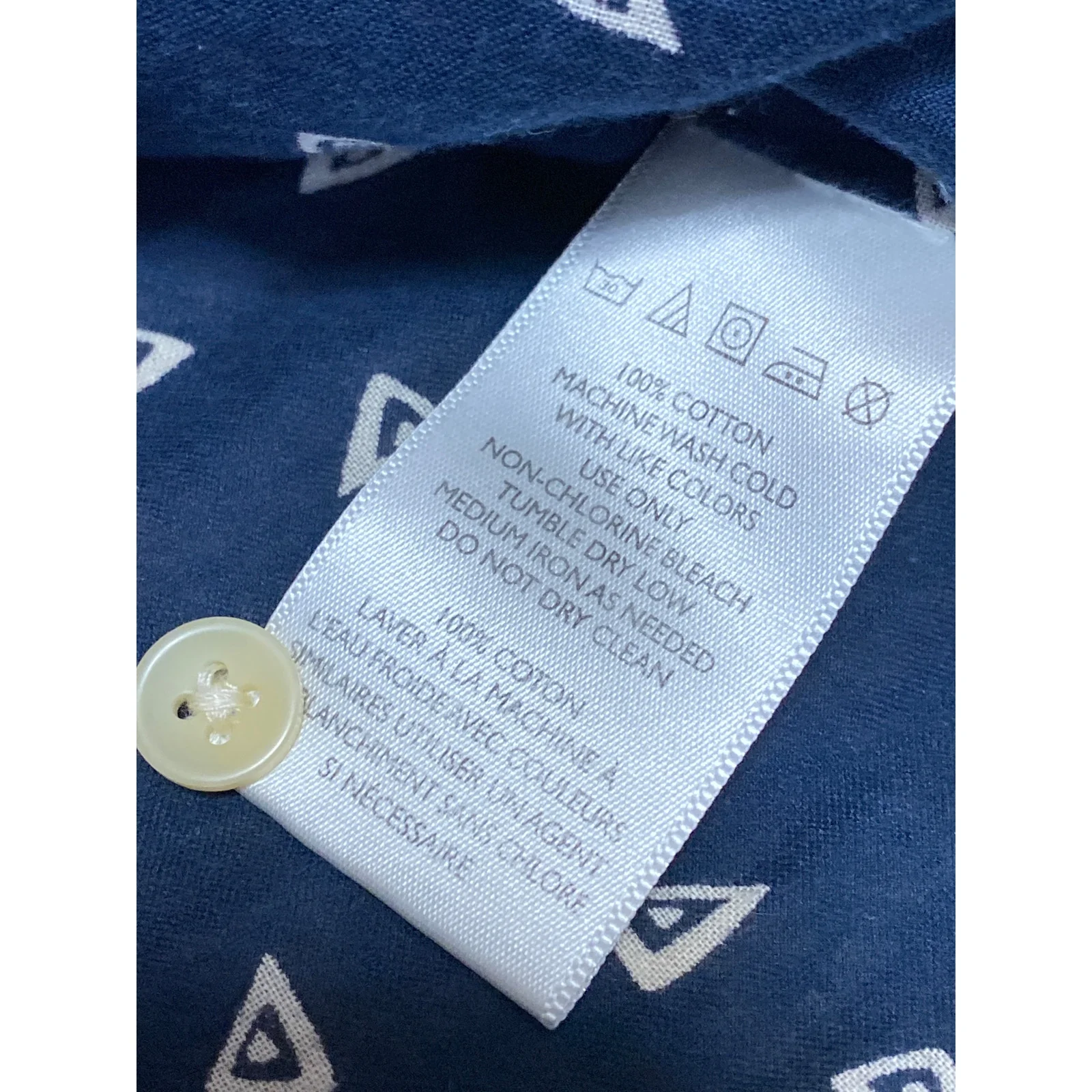 Koto Men's Blue Geometric Collared Short Sleeve Casual Button Down Shirt Top S - Image 6