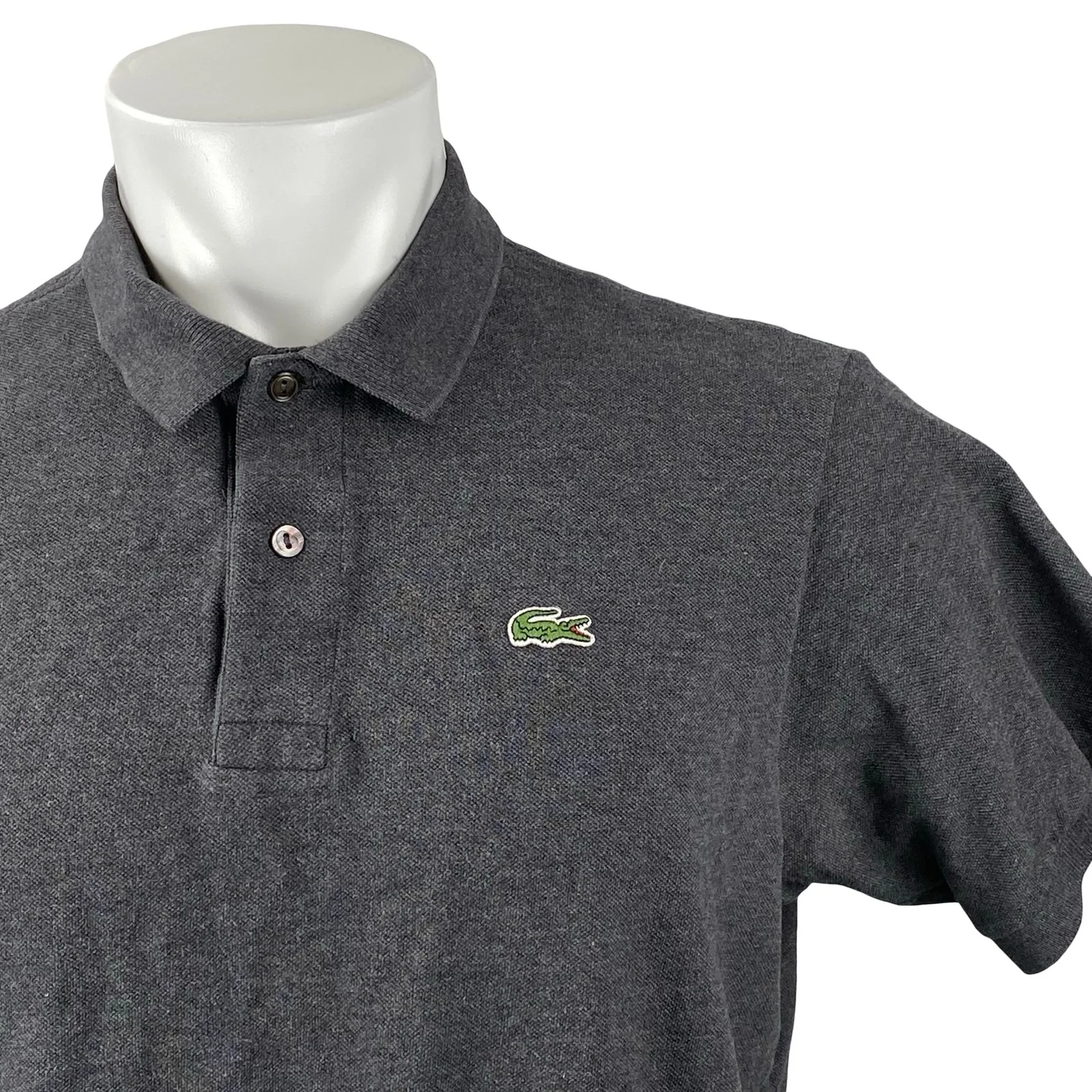 Lacoste Classic Fit Piqué Marl Men's Gray Logo Embroidered Polo Shirt Top Sz XL - Image 3