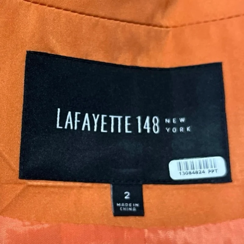 Lafayette 148 Women's Orange Long Sleeve One Button Wrap Blazer Coat Jacket Sz 2 - Image 4