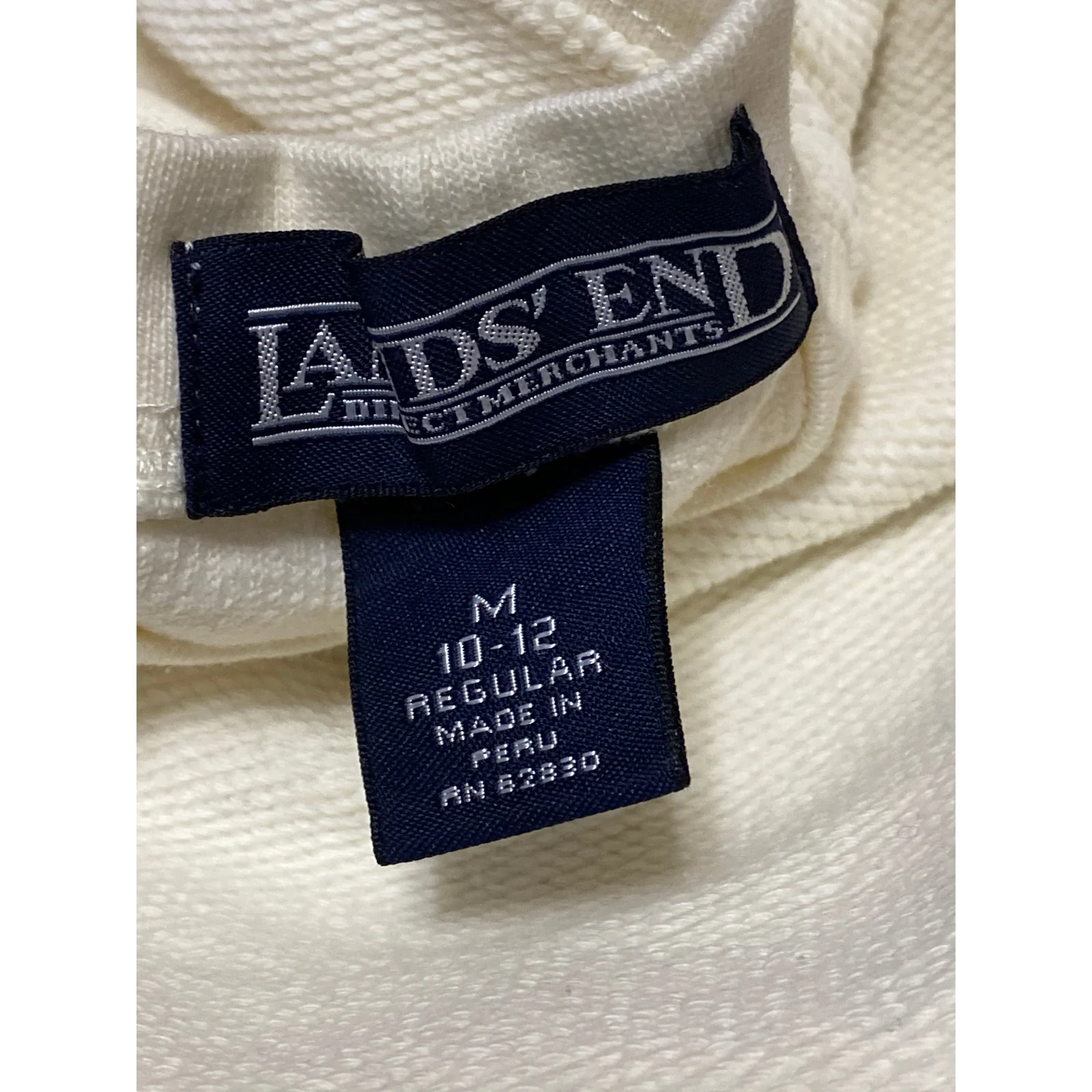 Lands' End Men's Cream Long Sleeve Crew Neck Pullover Sweater Sweatshirt Top  M - Image 4