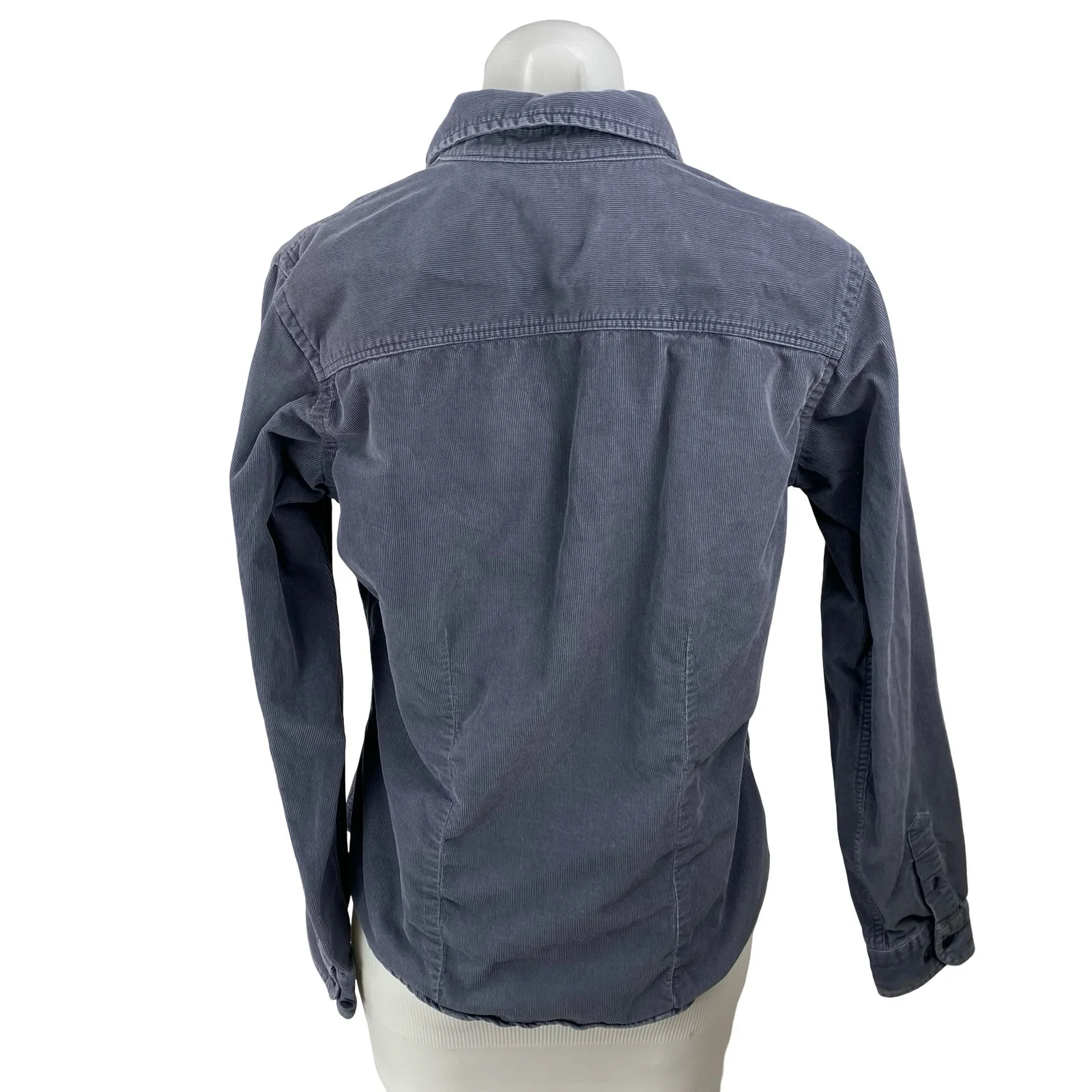 Lands' End Women's Navy Blue Corduroy Long Sleeve Button Down Shirt Top Size S - Image 4