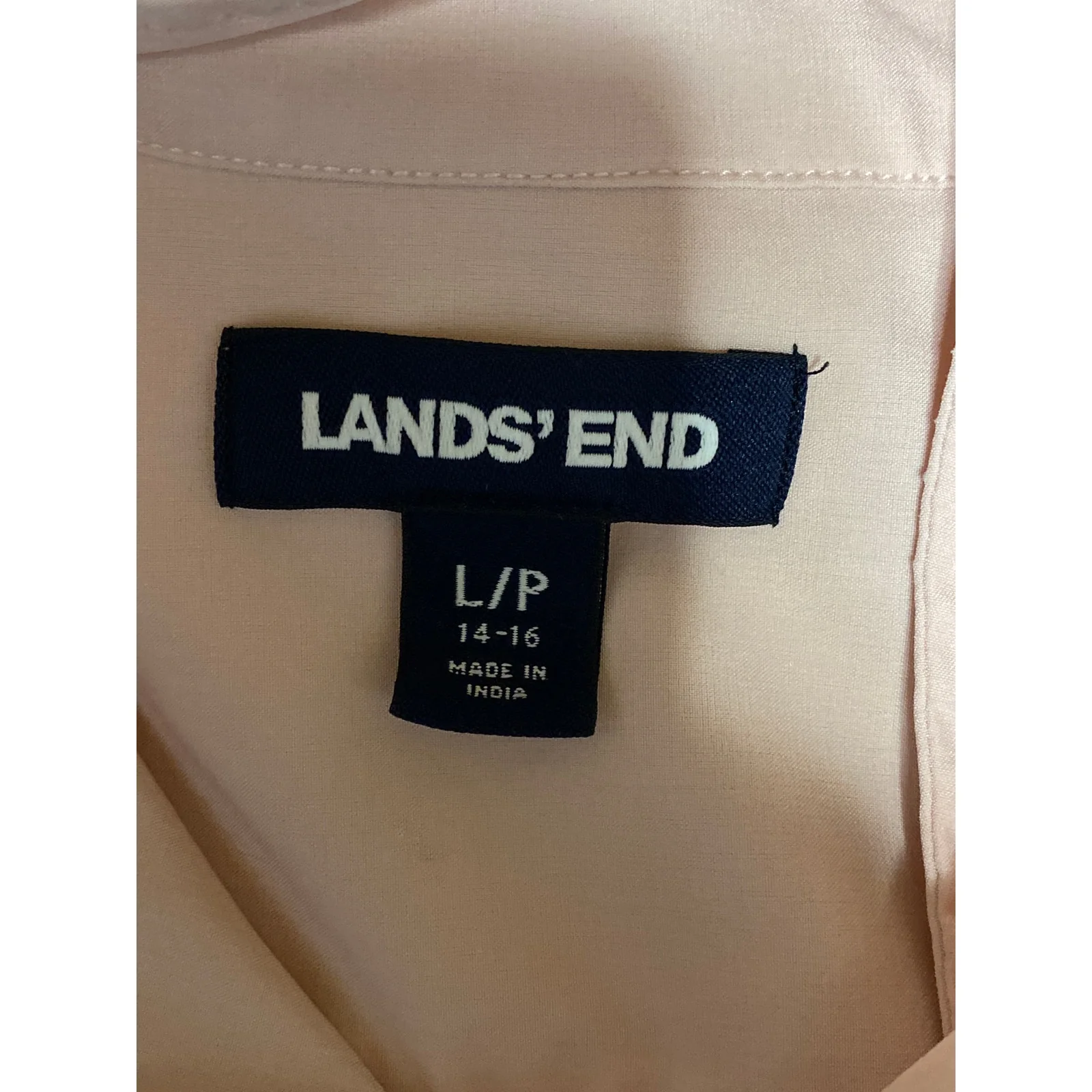 Lands' End Women's Pink Chest Pocket Long Sleeve Button Down Shirt Top Size L - Image 5