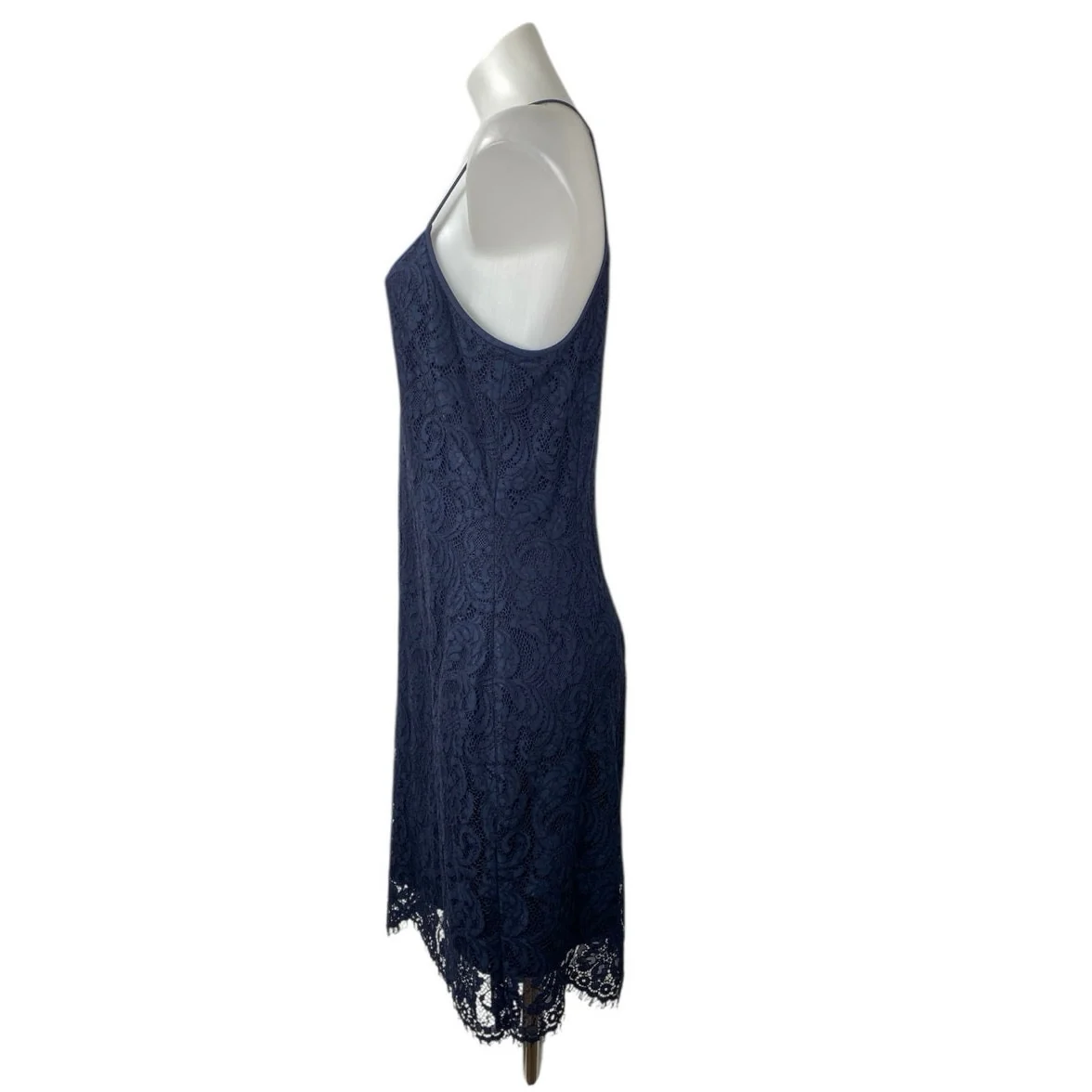 LAUREN Ralph Lauren Blue Lace Floral Sleeveless Cami Camisole Mini Dress Size 10 - Image 3