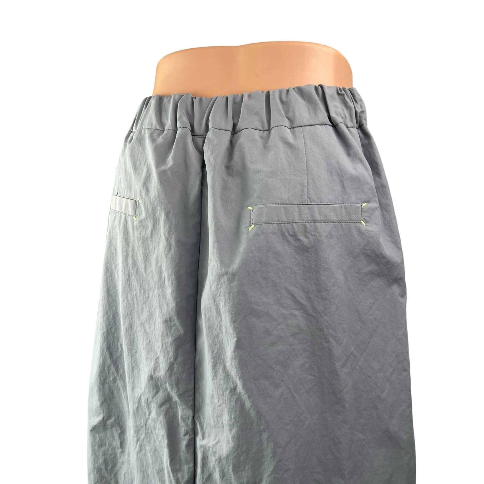 Lebrown Women's Gray High Waisted Pull On Back Slit Midi Pencil Skirt Size M - Image 5