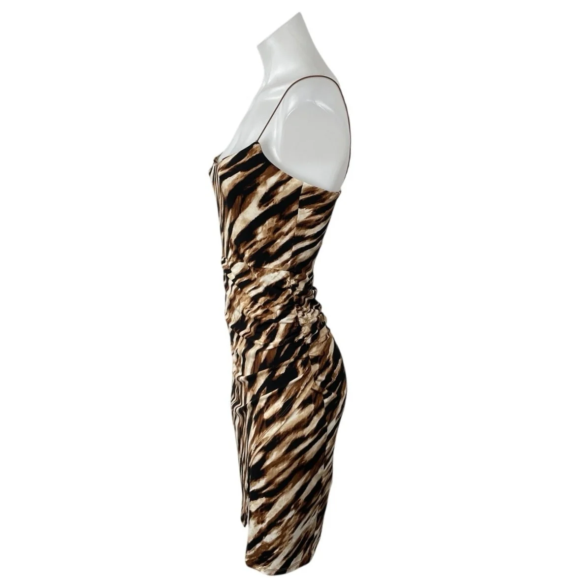 Leith Brown Black Zebra Sleeveless Split Cami Camisole Mini Bodycon Dress Size S - Image 3