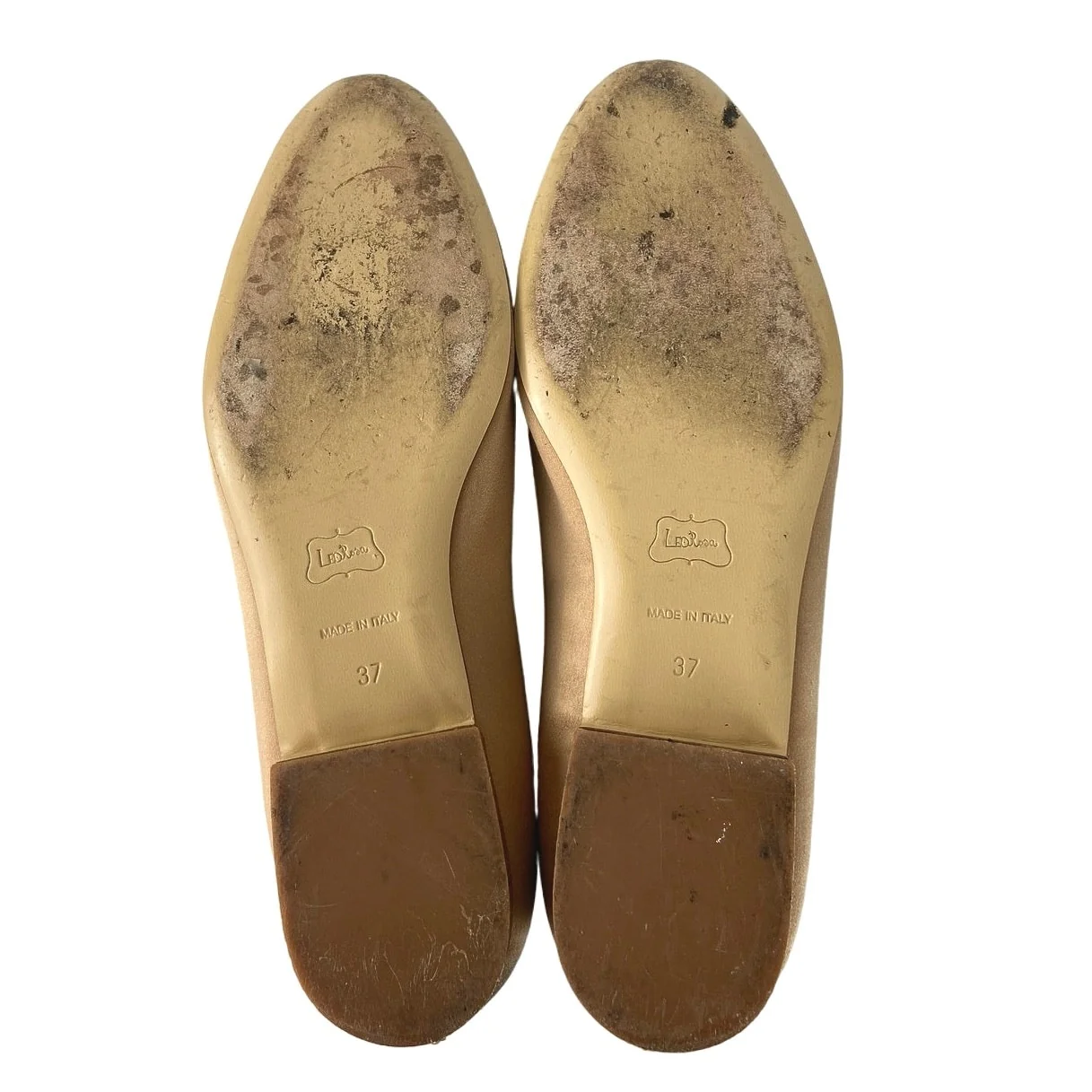 Leorosa Designer Gold Satin Almond Toe Slip On Casual Ballet Flat Shoes 37 US 7 - Image 4