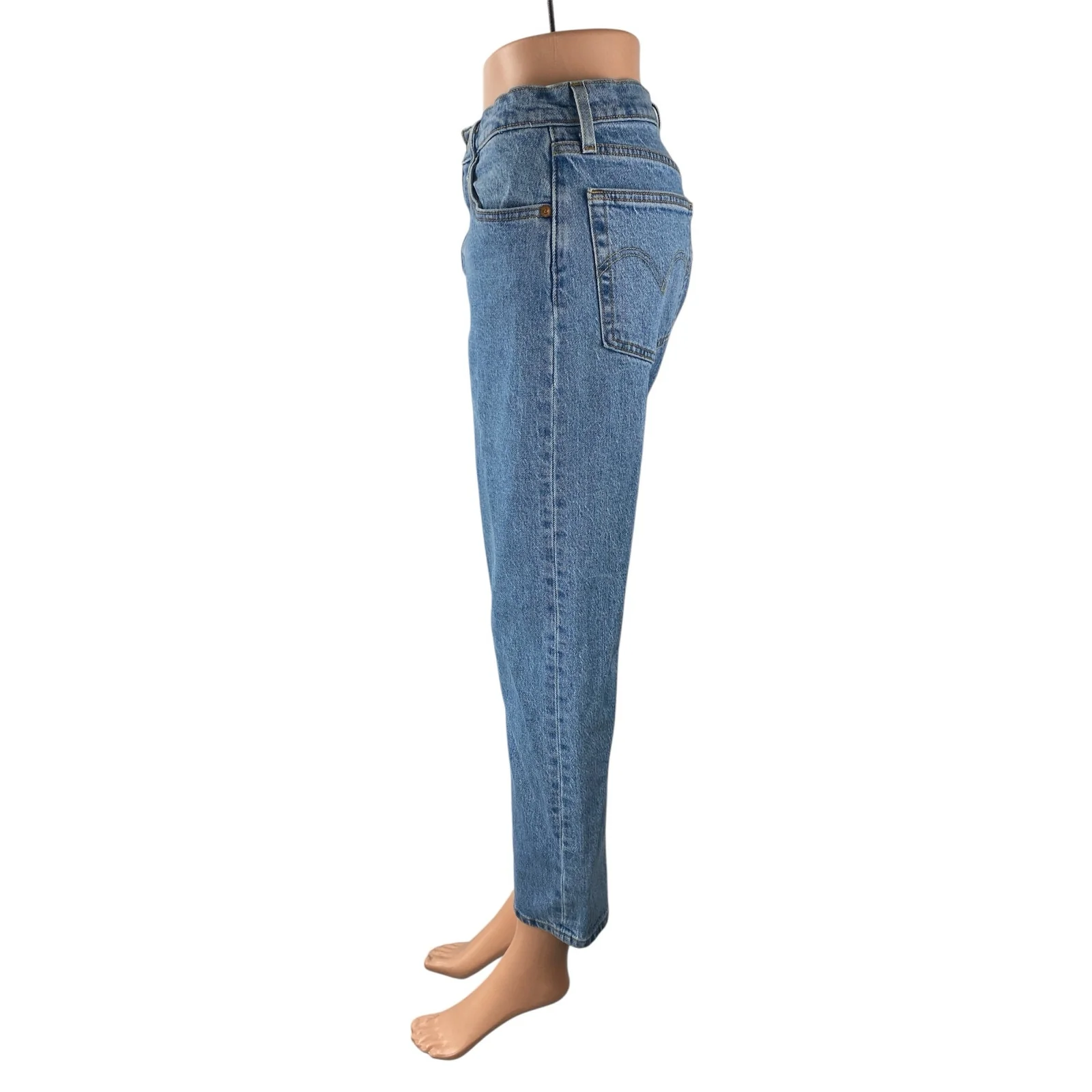 Levi's 501 Women's Blue Coloblock Patchwork Straight High Rise Denim Jeans Sz 28 - Image 3
