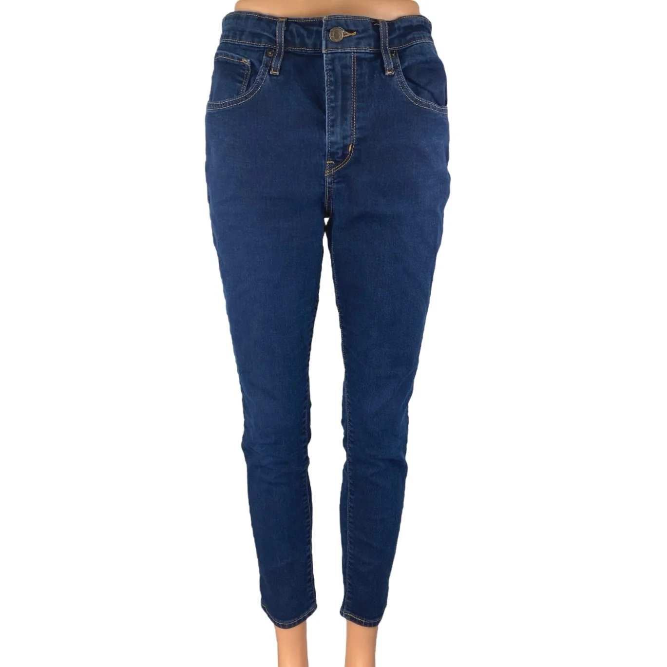 Levi's 721 High Rise Skinny Women's Blue Dark Wash Cropped Denim Jeans Size 30