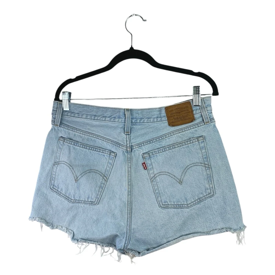Levi's Wedgie Womens Blue High Waisted Cut Off raw Hem Denim Jean Shorts Size 31 - Image 2