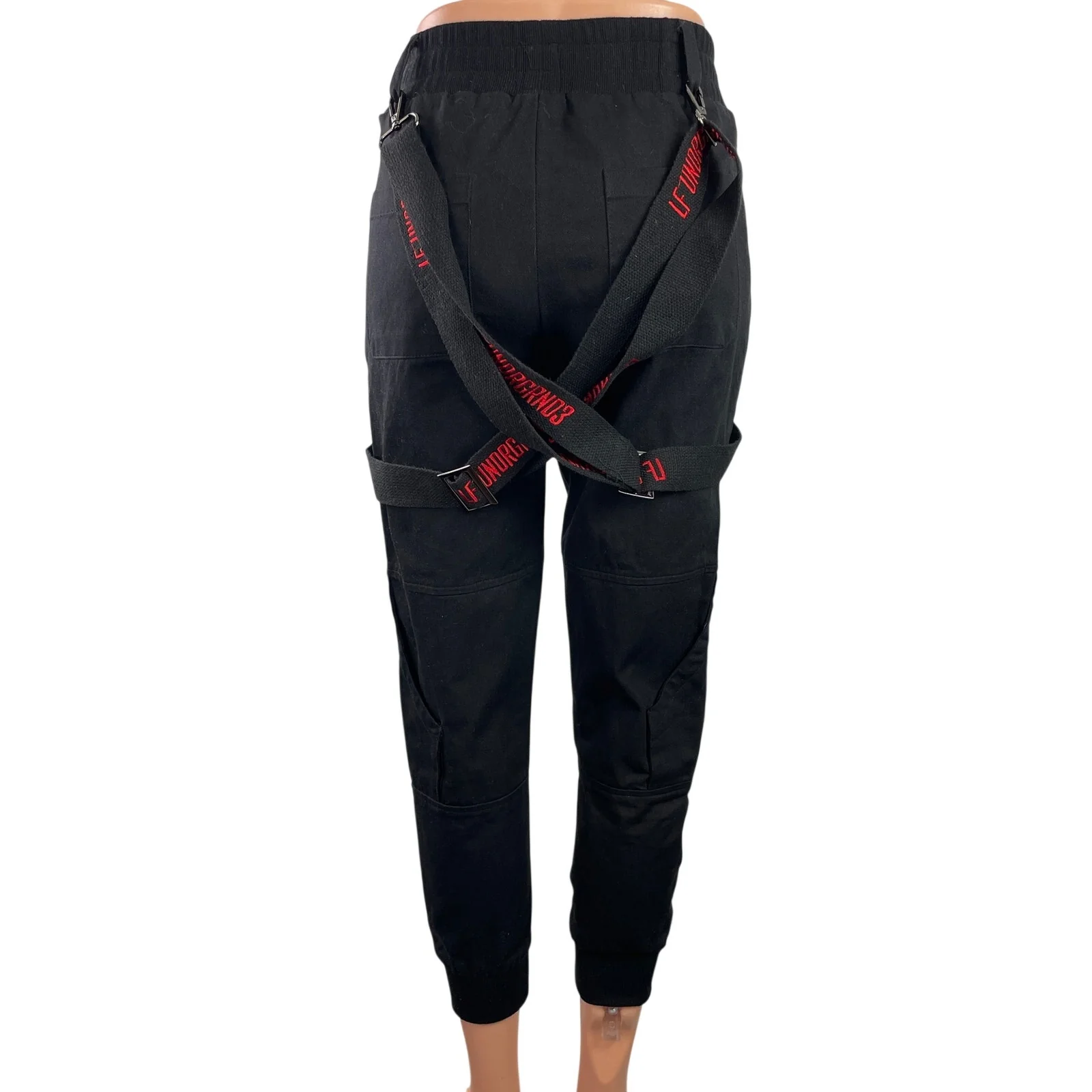 LF The Brand Underground Black High Rise Straps Techwear Jogger Pants Size 4 - Image 3