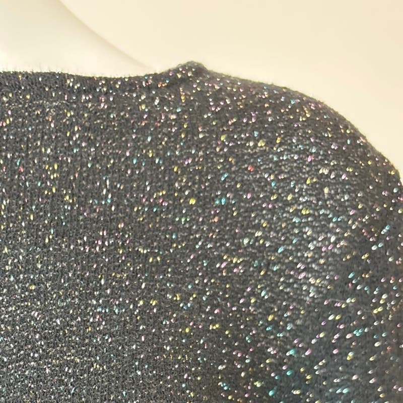 Limited Women's Black Sparkling Glitter Mesh Back Semi Sheer Long Sleeve Top 10 - Image 5