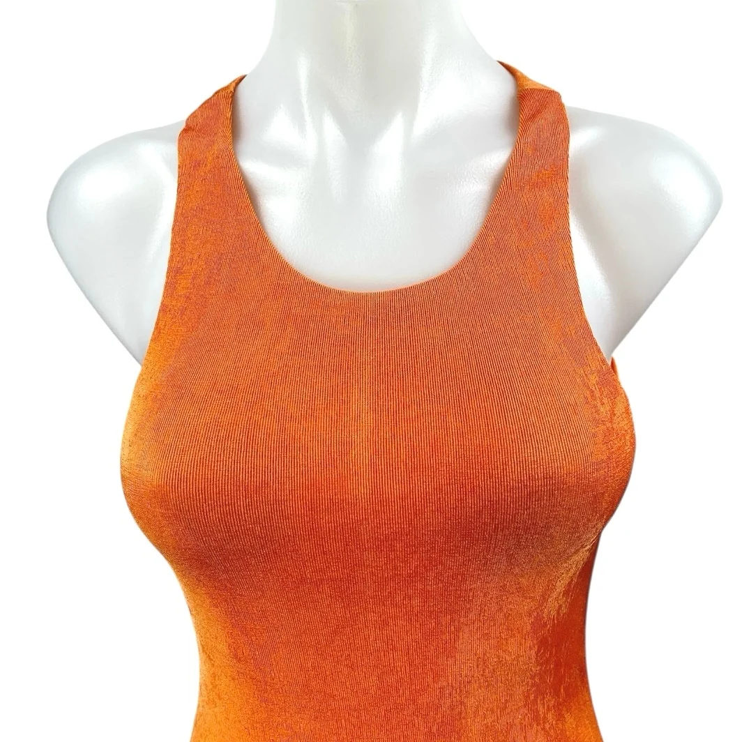 Lioness Orange Velvet Velour Sleeveless Racerback Tank Mini Bodycon Dress Size S - Image 3