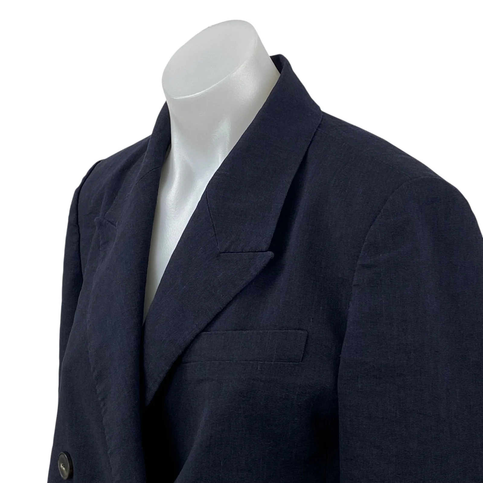 LIST Women's Black Double Breasted Peak Lapel Cropped Blazer Coat Jacket Size S - Image 2