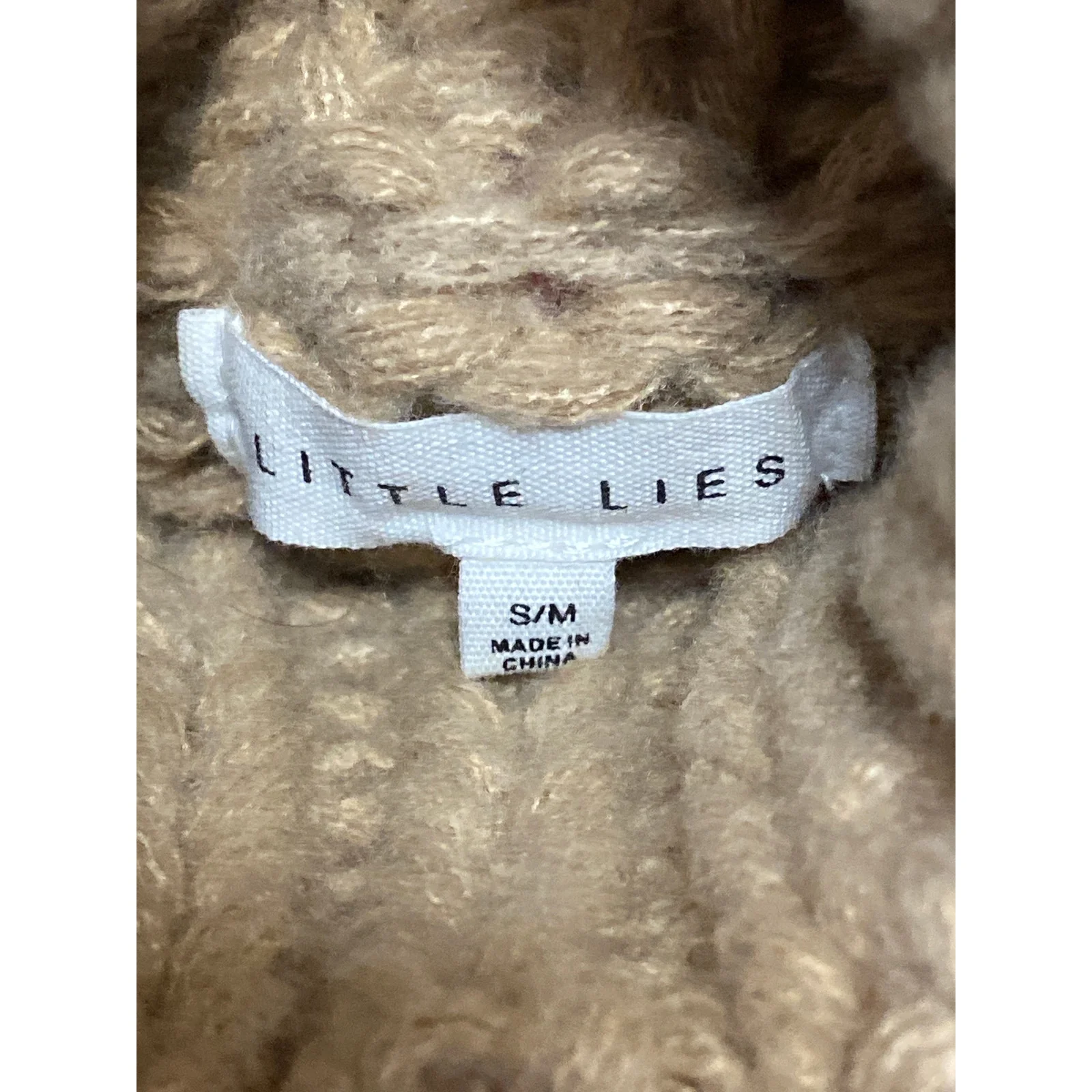 Little Lies Women's Tan Argyle Turtleneck Long Sleeve Knit Sweater Top Size S/M - Image 5