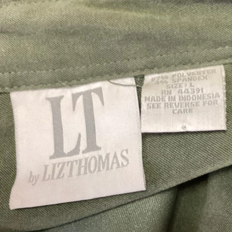 Liz Thomas Women's Green Faux Suede Long Sleeve Collar Button Down Shirt Top L - Image 4