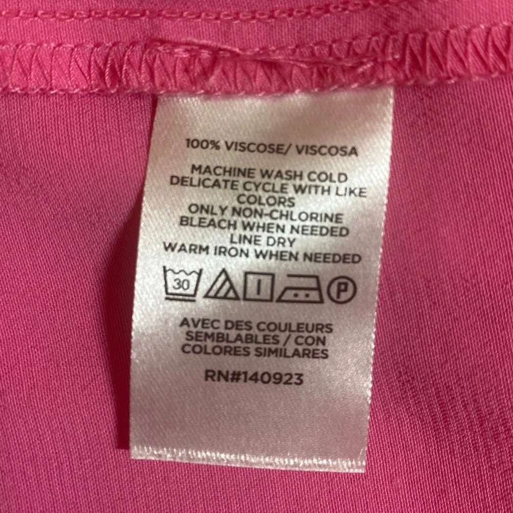 Loft Pink Tiered Ruffle Short Sleeve Button Up Mini Flare A-Line Shift Dress XL - Image 6