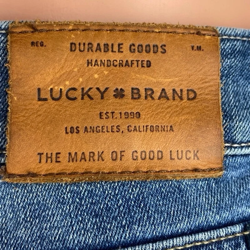 Lucky Brand Blue Medium Wash Distressed Denim Mid Rise Skinny Jeans Size 8/29 - Image 4