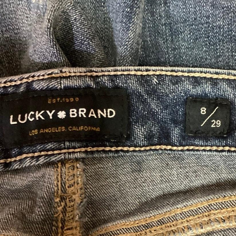 Lucky Brand Blue Medium Wash Distressed Denim Mid Rise Skinny Jeans Size 8/29 - Image 5