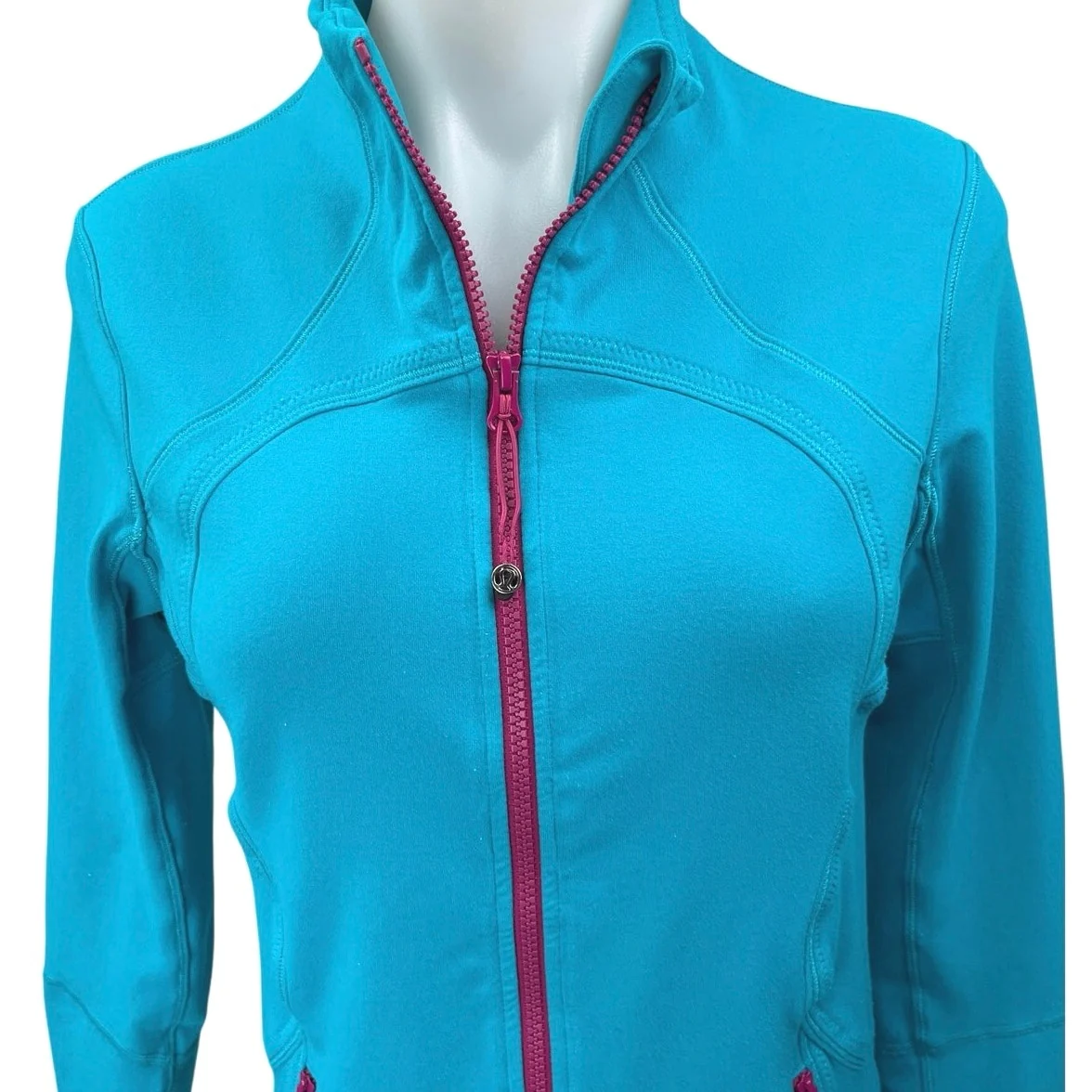 Lululemon Forme Blue Full Zip High Neck Long Sleeve Athletic Running Jacket 4 - Image 3