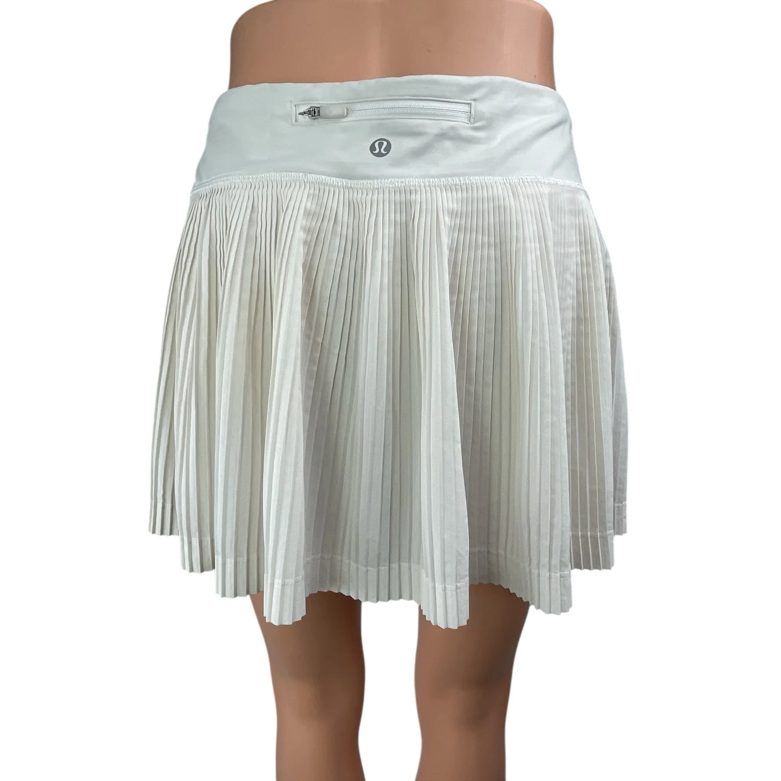 Lululemon Pleat To Street White Pleated Mini Tennis A-line Skirt Skort Size M/L - Image 2
