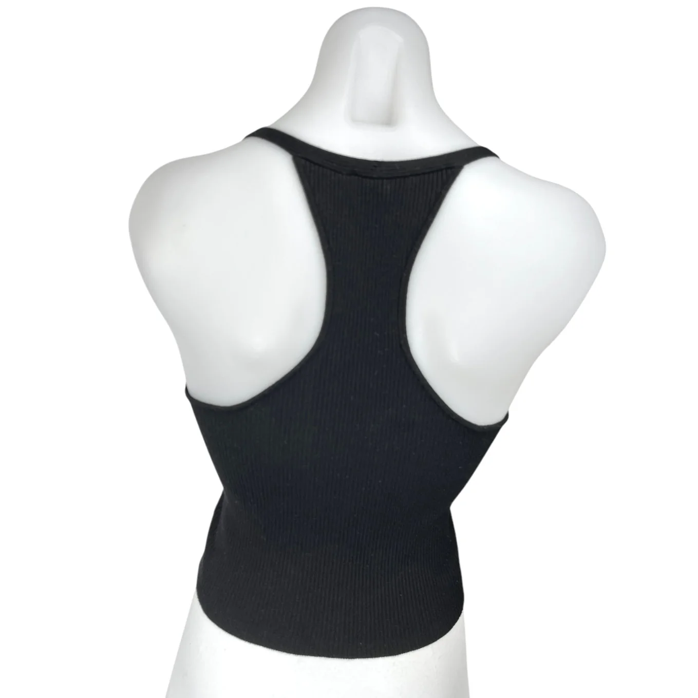 Lulus Black Rib Knit Sleeveless Racerback Cami Camisole Crop Tank Top Size S - Image 2