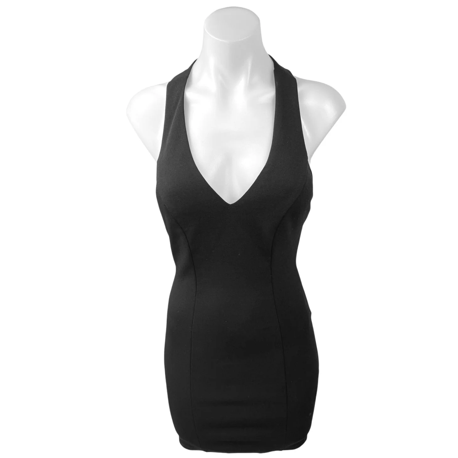 Lulus Women's Black Sleeveless Racerback V-neck Mini Pencil Bodycon Dress XS