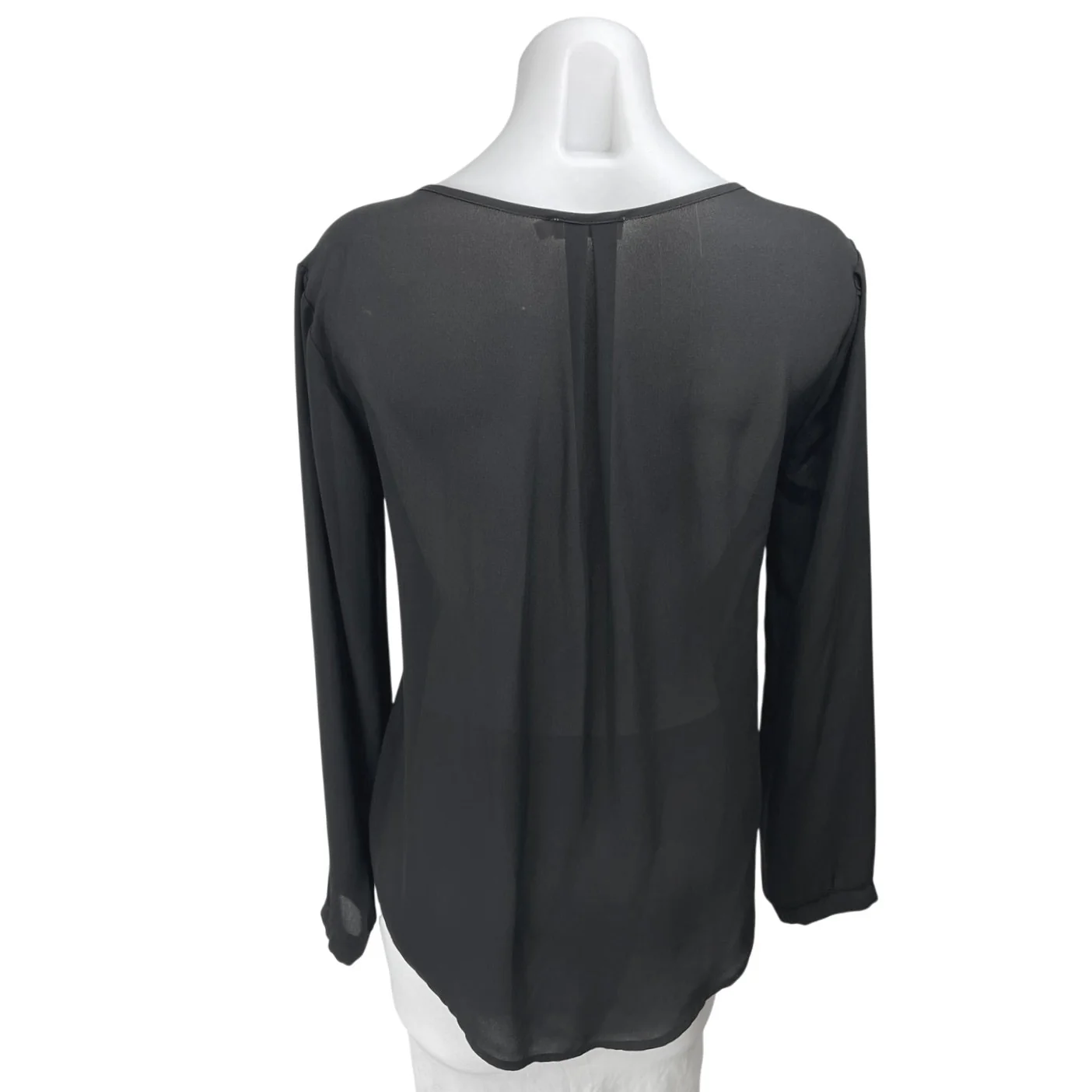 Lush Women's Black Long Sleeve V-Neck Pullover Casual Shirt Blouse Top Size S - Image 2