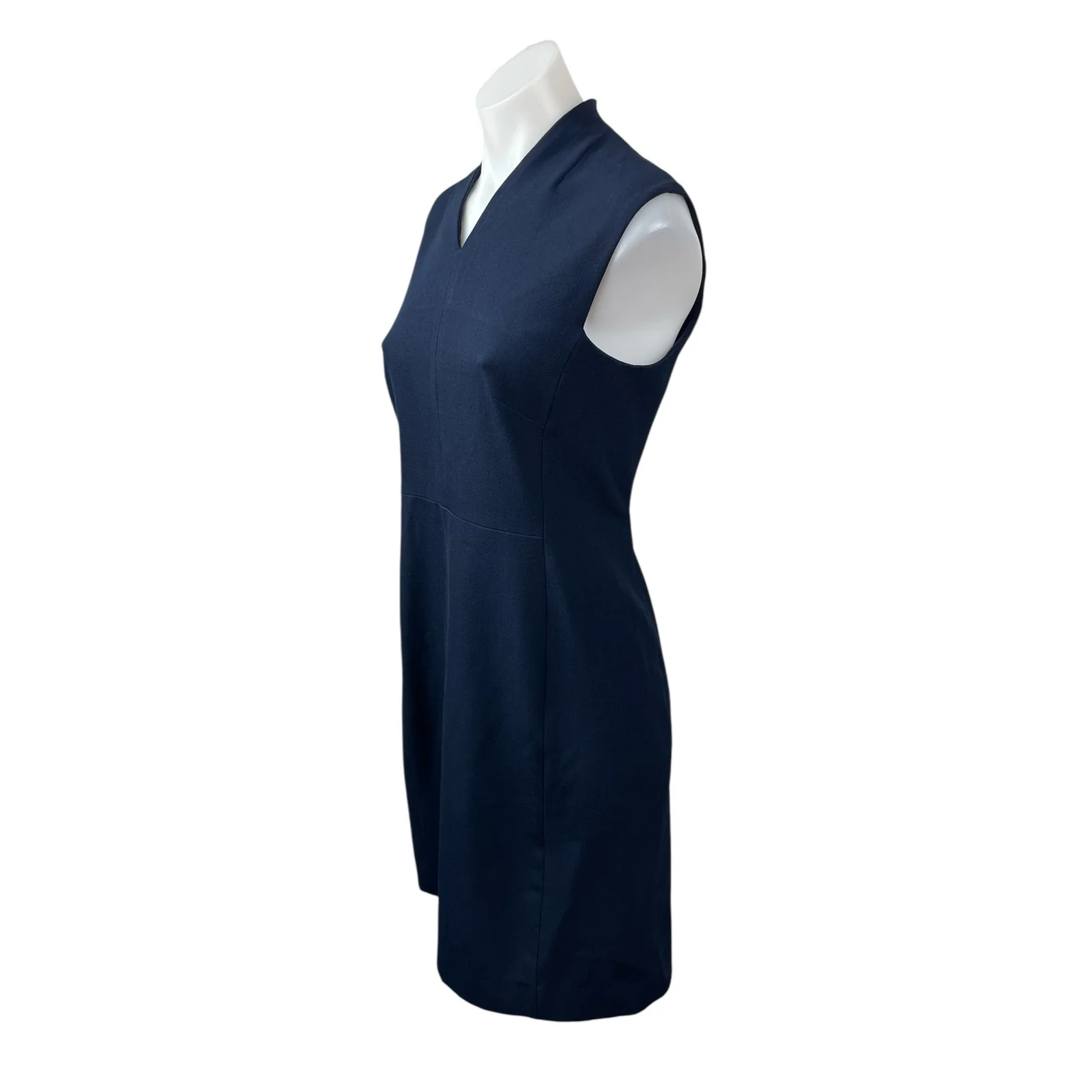 M.M Lafleur Women's Navy Blue Sleeveless V Neck A Line Mini Sheath Dress Size 4 - Image 3