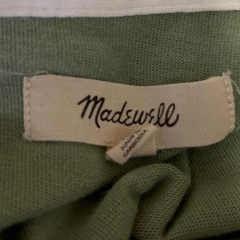 Madewell Green White Collared Cap Sleeve Loose Casual Polo Shirt Top Size S - Image 3