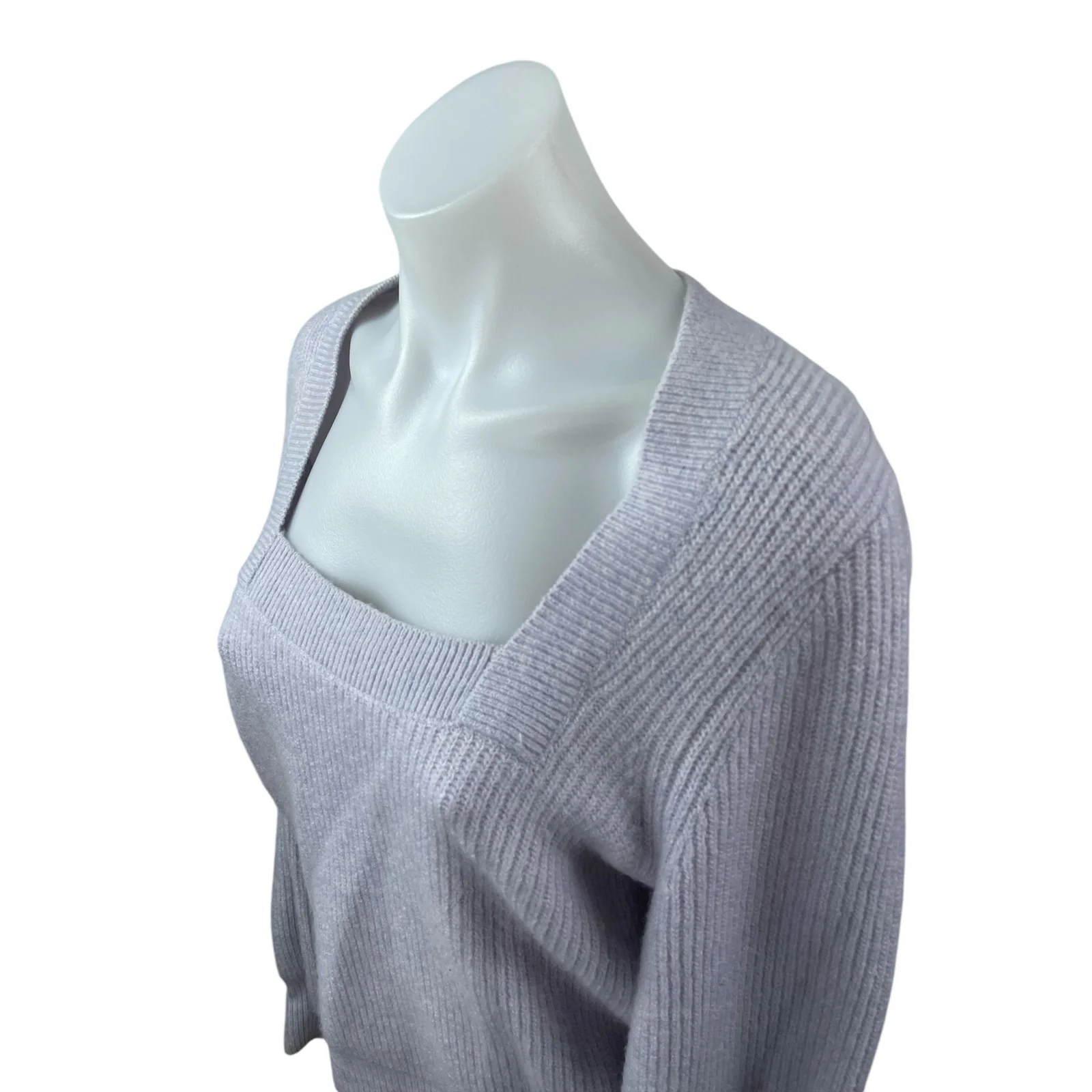 Madewell Melwood Purple Wool Ribbed Square Neck Long Sleeve Sweater Top Size M - Image 2