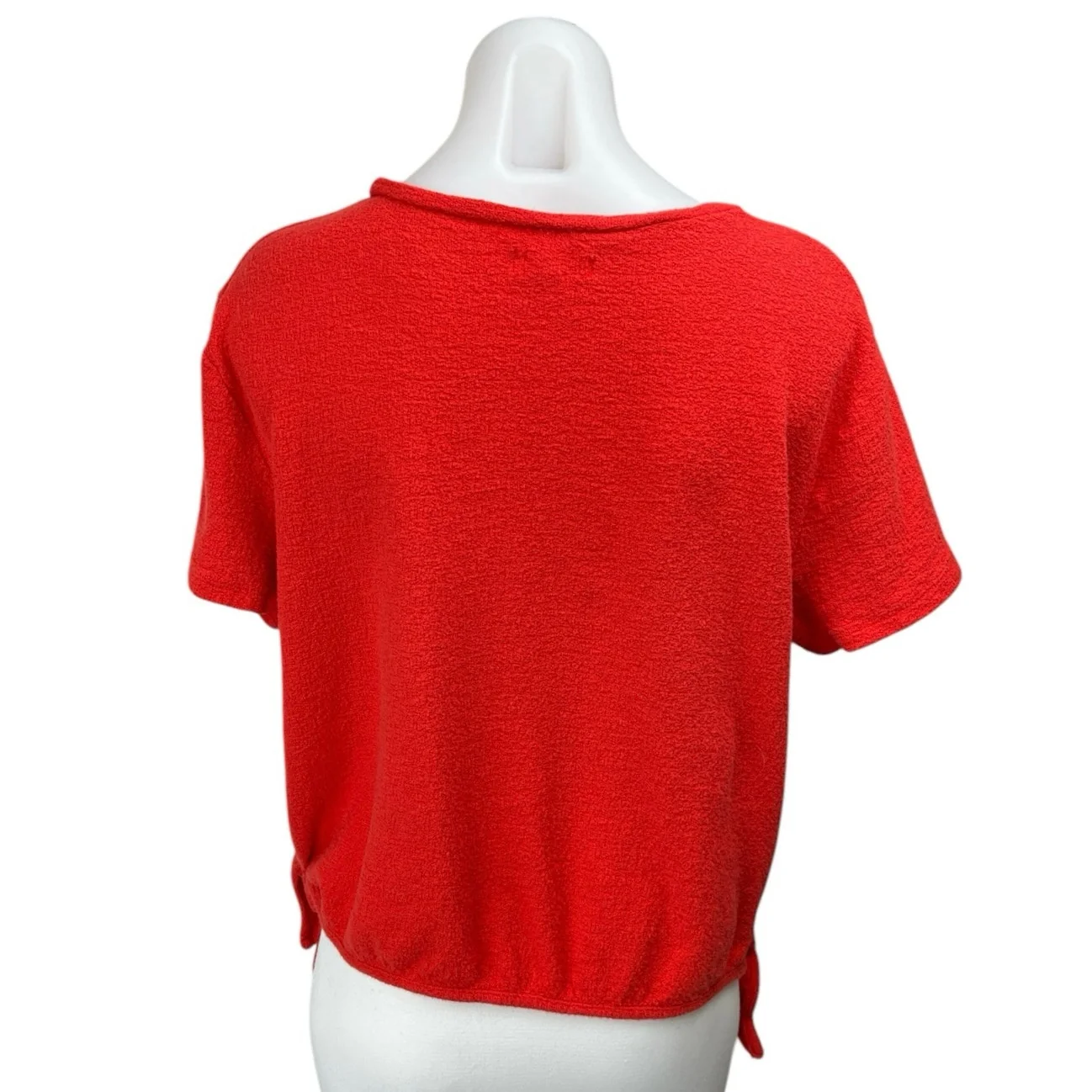 Madewell Modern Side-Tie Women's Red Short Sleeve Crew Neck Blouse Shirt Top XL - Image 2