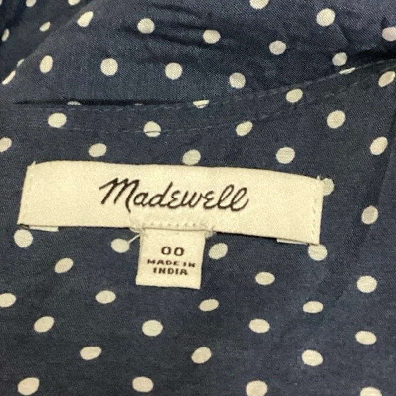 Madewell Mollie Navy Blue Polka Dots V-neck Puff Sleeve Ruffle Mini Dress Size 0 - Image 4
