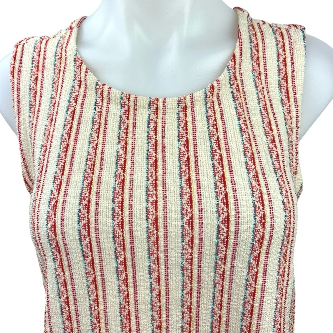 Madewell Multicolor Sleeveless Bouclé Knit Stripe Tweed Cross-Back Tank Top Sz S - Image 3